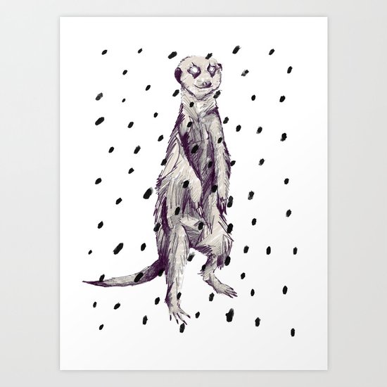 Meerkat in the Rain Art Print