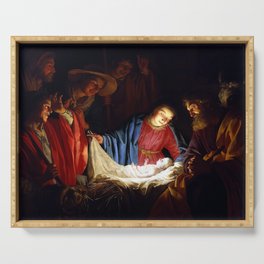 Christian Art Adoration of the Shepherds Gerard van Honthorst 1622 Serving Tray