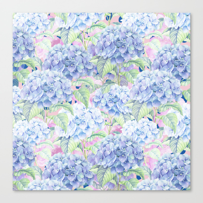 Botanical Pink Lavender Watercolor Hortensia Floral Canvas Print By Pink Water Society6
