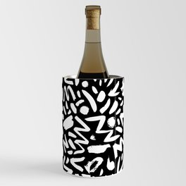 Abstract Memphis Style Brush Pattern (black) Wine Chiller