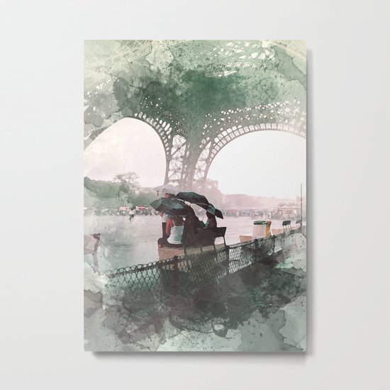 Paris Rain Metal Print