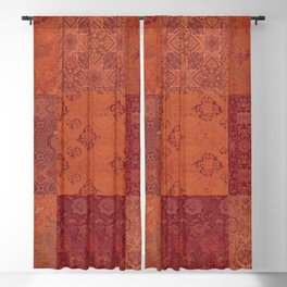 Vintage Bohemian Quilt in Burnt Orange Blackout Curtain