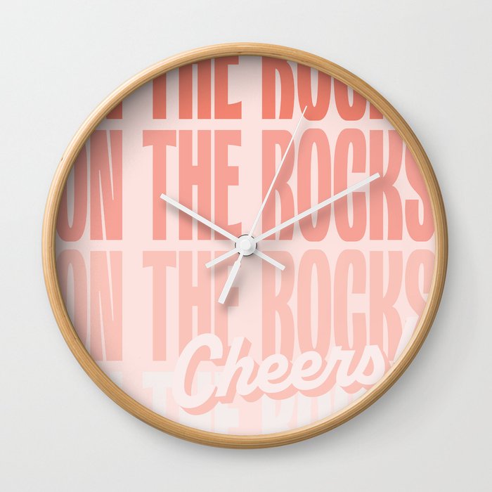 Pink On The Rocks Happy Hour Wall Clock