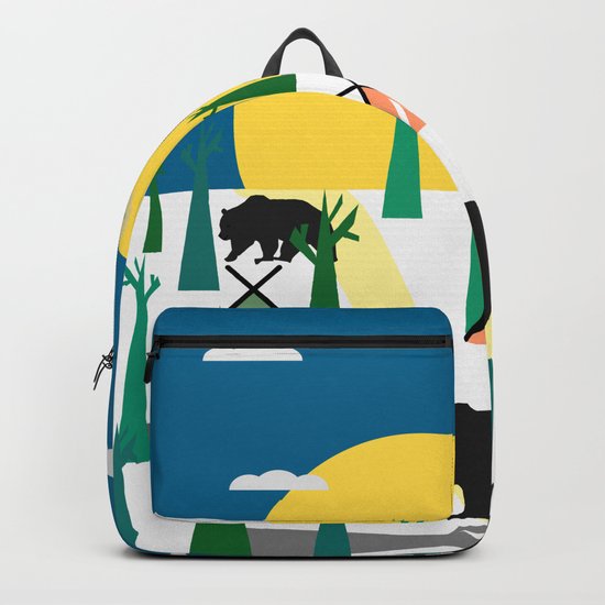 Bears in the forest and an airplane Backpack