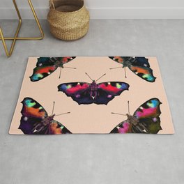 Colorful Mirrored Moths: Beige Area & Throw Rug