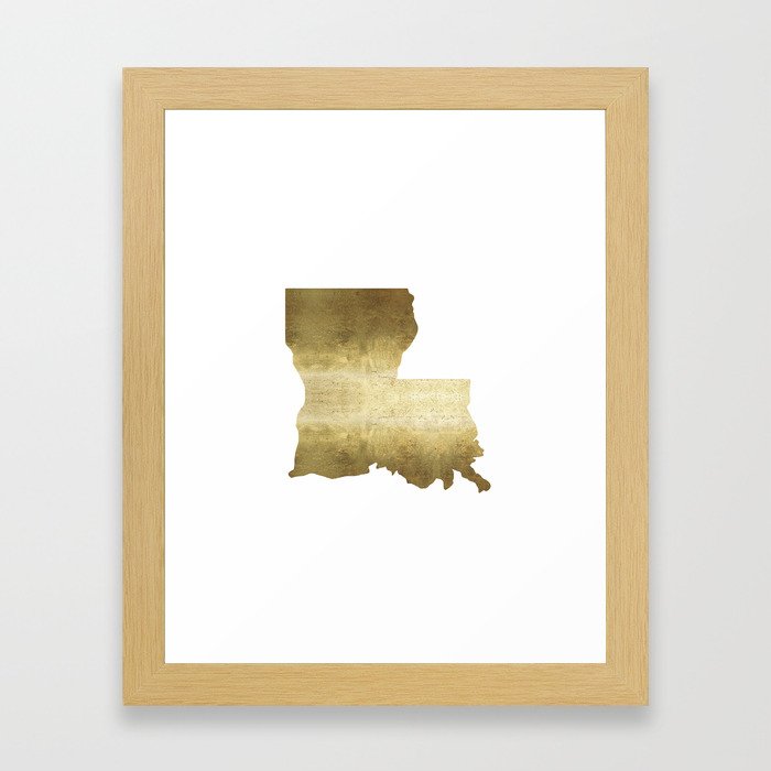 louisiana gold foil state map Framed Art Print