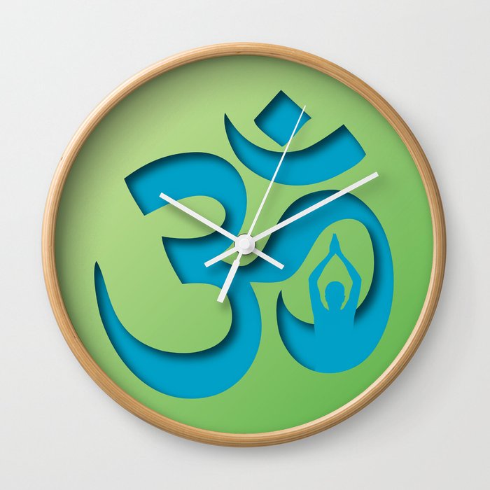 Yoga Sun salutation Ohm symbol  Wall Clock