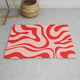 Modern Retro Liquid Swirl Abstract Pattern Vertical Cherry Red Pink Area & Throw Rug