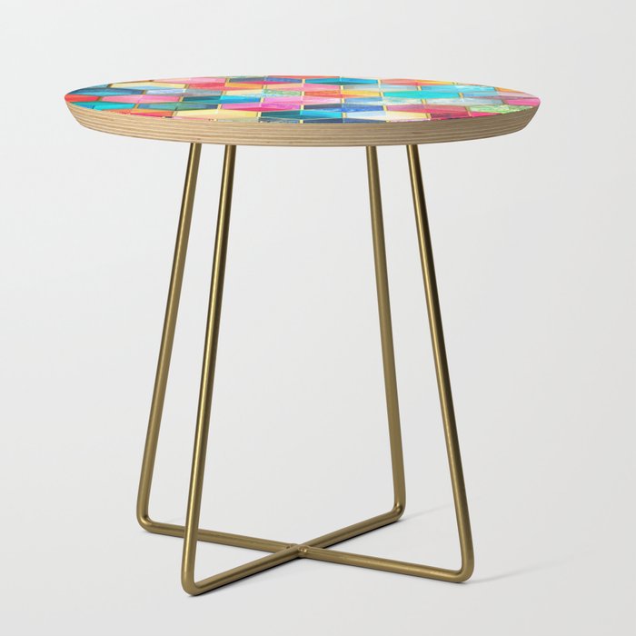 Crystal Bohemian Honeycomb Cubes - colorful hexagon pattern Side Table