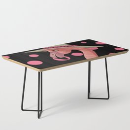 Flamboyant Flamingo with Hat on Polka Dot Pattern Coffee Table
