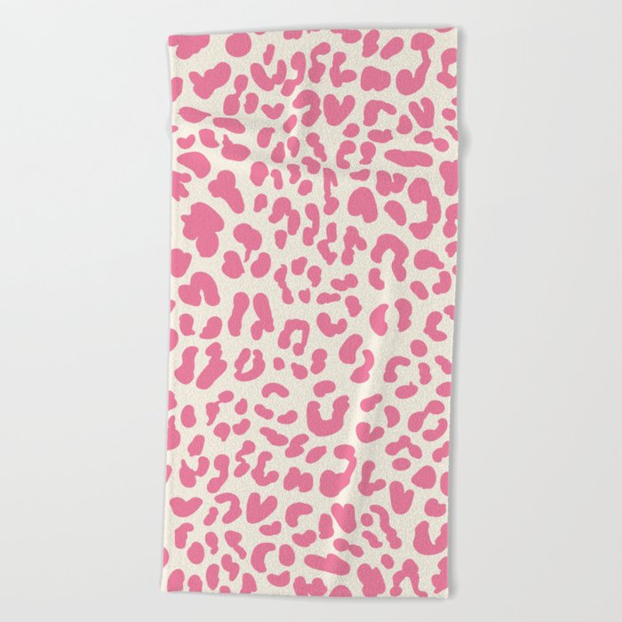 Pink Leopard Print Beach Towel by Rose Gold Society6