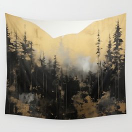 Pacific Northwest Golden Mountain Forest Wall Tapestry
