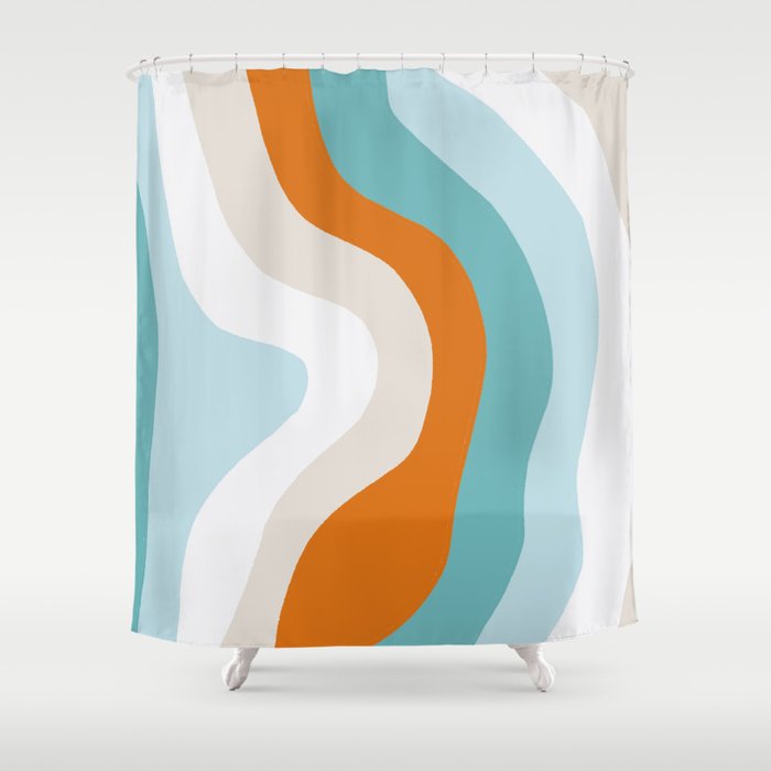 Moab Teal Orange Shower Curtain By Sunshinecanteen