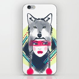 Girl with wolf hat iPhone Skin