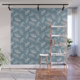 Moody Blue Gentle Floating Feathers Wall Mural