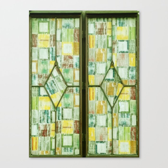 Door in the window - green Canvas Print