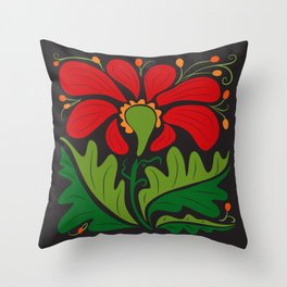 Big Red Dahlia (abstract hand-drawn flower) Throw Pillow