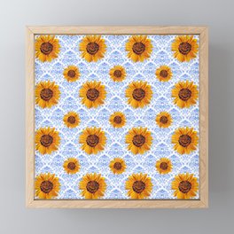 Damask Sunflowers Framed Mini Art Print