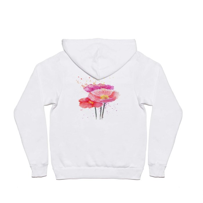 Colorful Watercolor Poppies Hoody