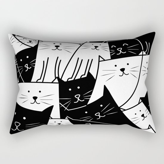 The Cats are Watching - B/W Rectangular Pillow