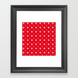 Sea steering wheel anchors in red Framed Art Print