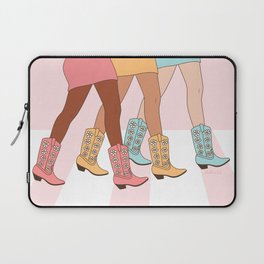 Sisters in Cowboy Boots with Daisy, Girls Walking, Cowgirl Friendship Art Laptop Sleeve