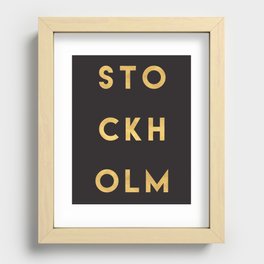STOCKHOLM SWEDEN GOLD CITY TYPOGRAPHY Recessed Framed Print
