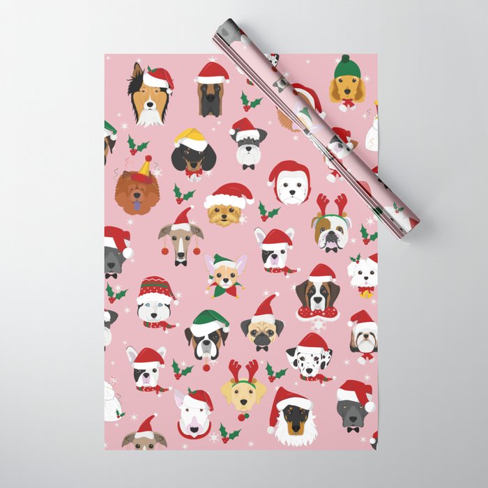 Christmas Dog Pattern Illustration Wrapping Paper