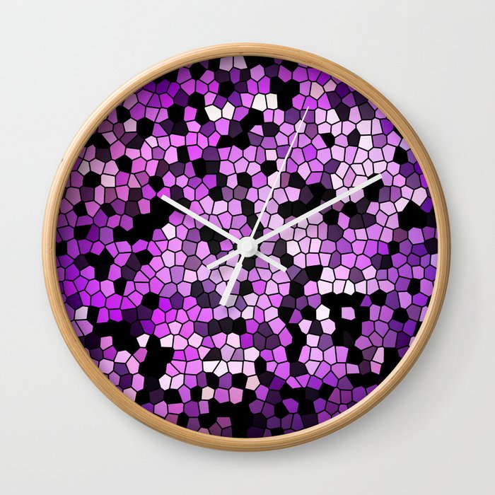 STAINED GLASS PURPLES Wall Clock