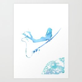 Duck Diving - Surf Art of Surfer Girl Art Print