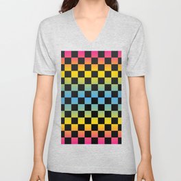 PYB Checkered Gradient1 V Neck T Shirt