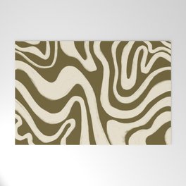 Retro 70s Liquid Swirl on Fir Green  Welcome Mat