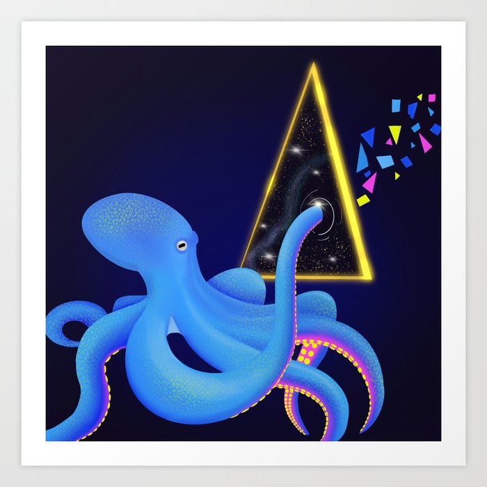 Octopus finds the Galaxy Art Print