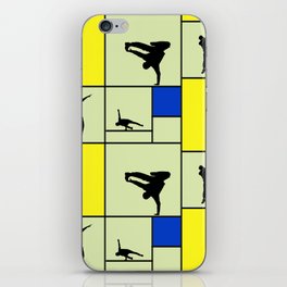 Street dancing like Piet Mondrian - Yellow, and Blue on the light green background iPhone Skin