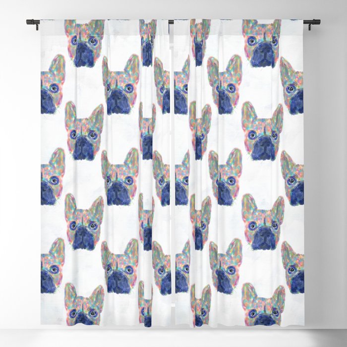 Colorful French Bulldog Brush Strokes Hand Paint Blackout Curtain