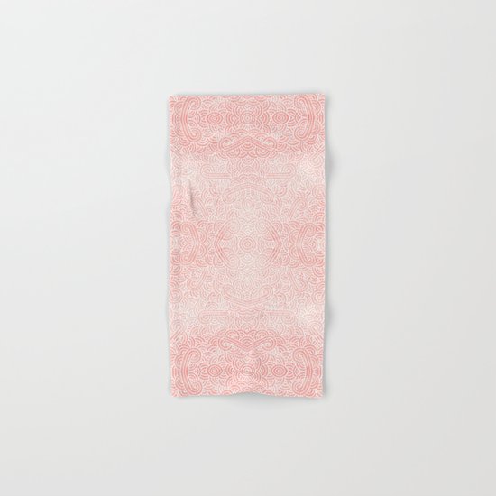 Rose quartz and white swirls doodles Hand & Bath Towel