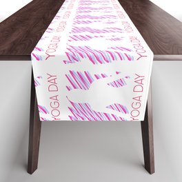 International yoga day scribbled art yoga pose in pink	 Table Runner