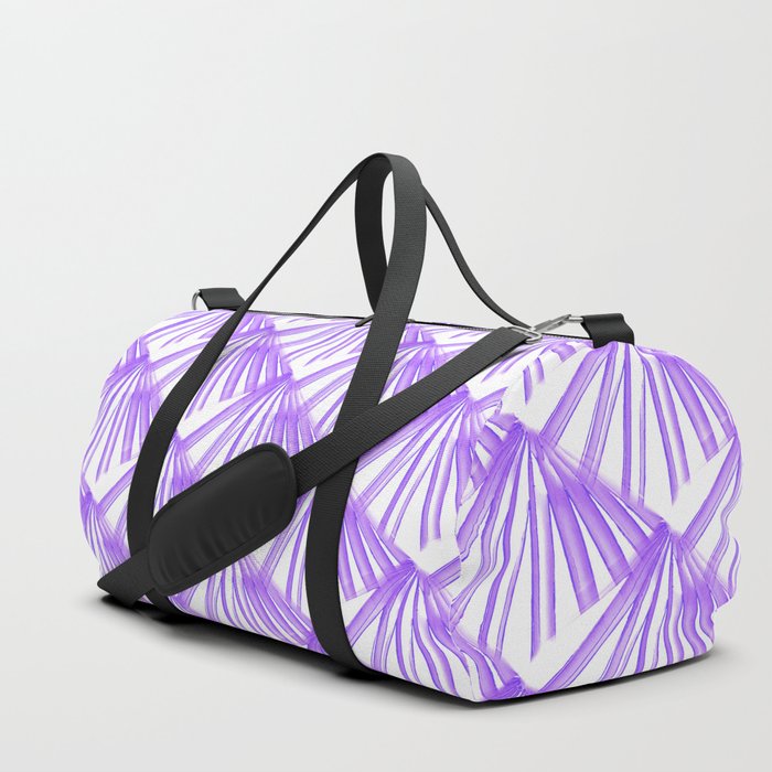 Art Deco Tropical Beach Palm Vacation Purple On White Duffle Bag