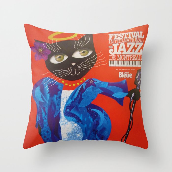 1994 Montreal Jazz Festival Cool Cat Poster No. 2 Gig Advertisement Throw Pillow