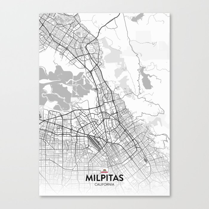 Milpitas, California, United States Light City Map Canvas Print by