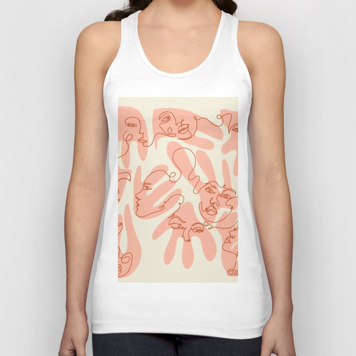 Terracotta Pastel One Line Faces Tank Top