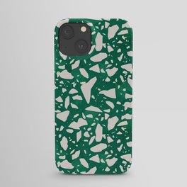 Green terrazzo flooring seamless pattern with colorful marble rocks iPhone Case
