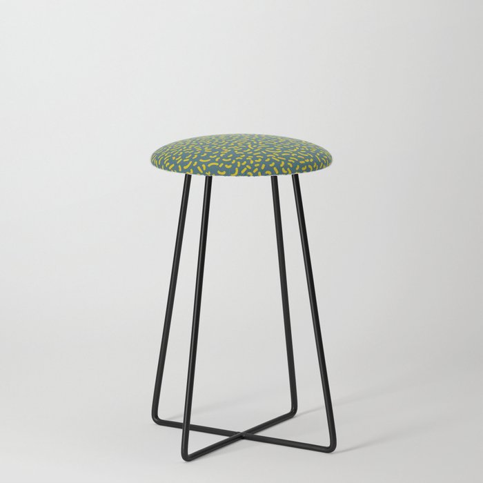 Blue and Yellow Retro Memphis Style Pattern Counter Stool