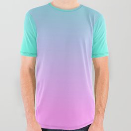 OMBRE AQUA & PINK COLOR  All Over Graphic Tee