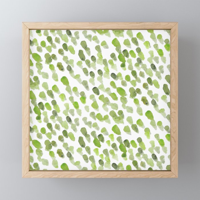 Imperfect brush strokes - olive green Framed Mini Art Print