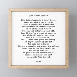 This Being Human Is A Guest House Quote, Rumi Quote Framed Mini Art Print | Black And White, Spiritual, Mental Health, Inspirational, Mantra, Quotes, Motivation, Affirmation, Typography, Digital 