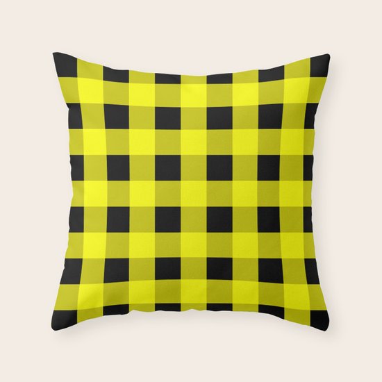 Lemon Yellow and Black Buffalo Check Throw Pillow by ...