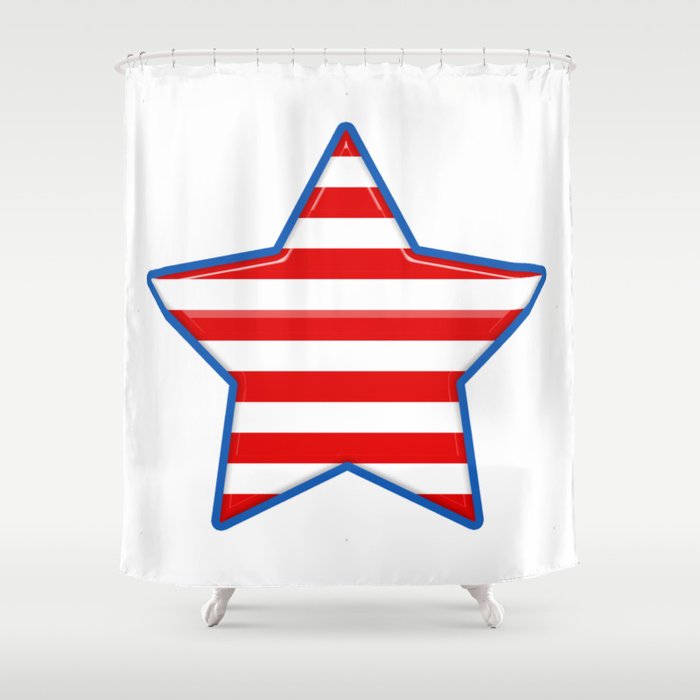 White Stripes Shower Curtain, Red And Blue Striped Shower Curtain
