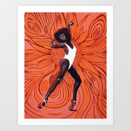 Powerful Black Aboriginal Woman Dancing  in the Sun Art Print