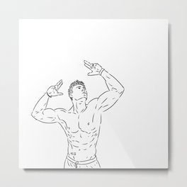 I Draw Guys: Sumner Metal Print | Body, Minimalism, Illustration, Boy, Digital, Muscles, Man, Guy, Bodybuilder, Black and White 